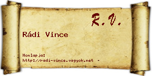 Rádi Vince névjegykártya